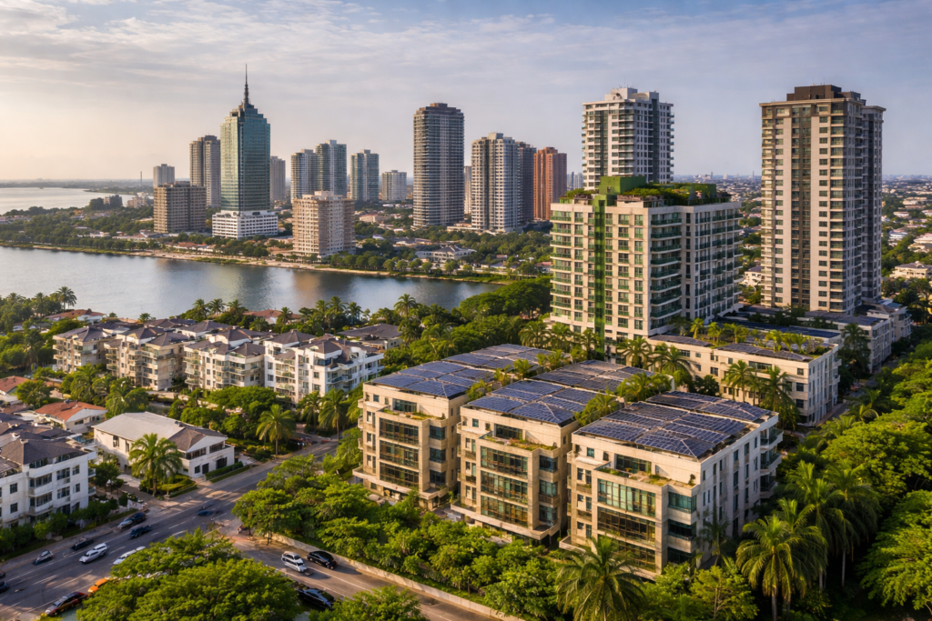 Nigeria housing tax impact on urban real estate development in Lagos, showing modern residential and commercial buildings