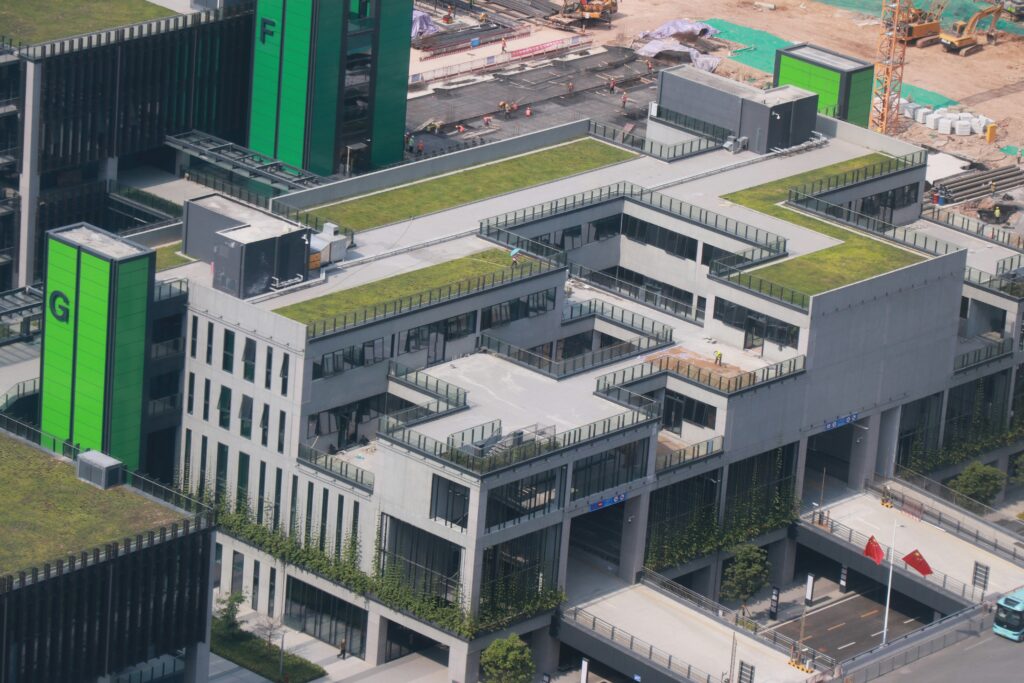 Green roof on a high-rise building in Lagos reducing heat and improving drainage