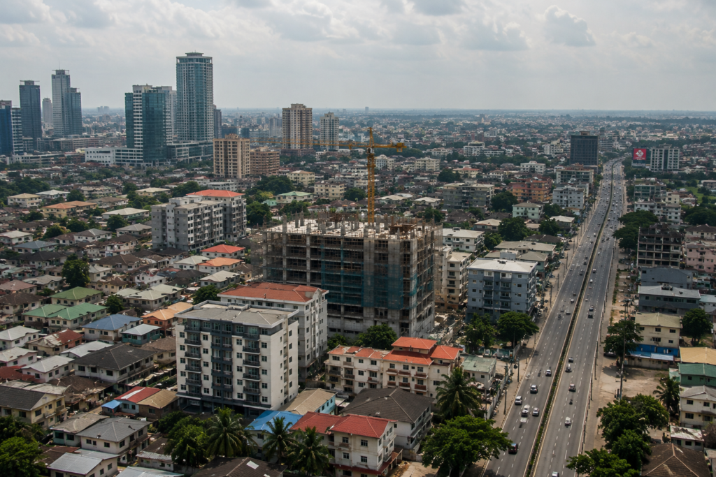Residential apartment buildings in Lagos, Nigeria, representing the country's housing affordability crisis