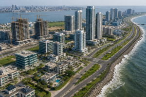Eko Atlantic luxury residential skyline in Lagos, Nigeria, representing 59.5% sales growth over five years