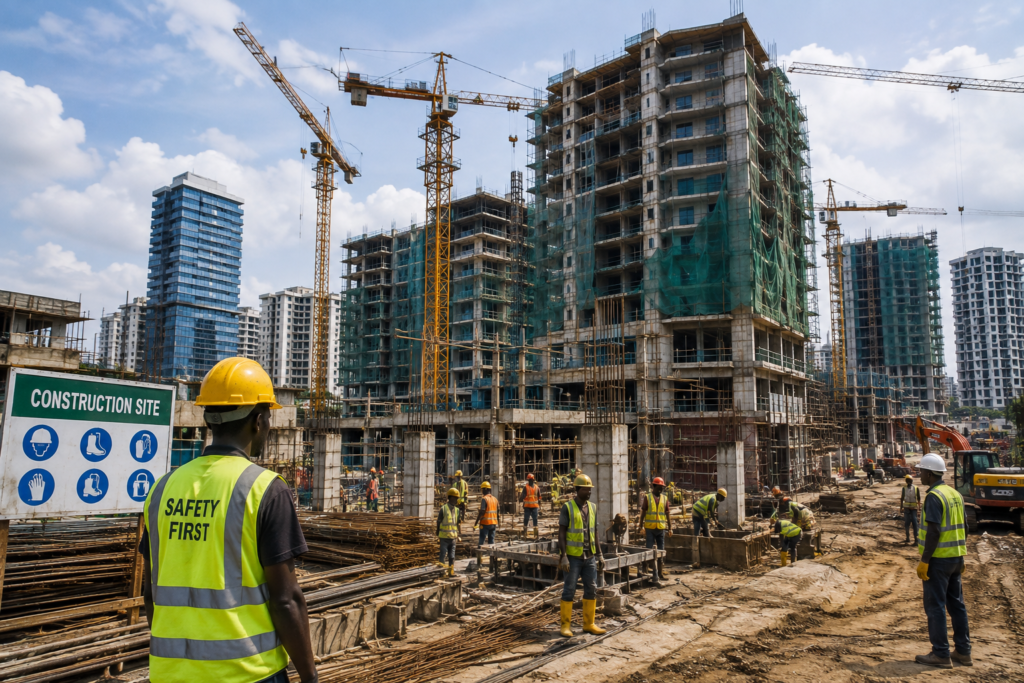 Active construction site in Nigeria representing the country's growing construction sector, estimated to be Africa's largest in 2026