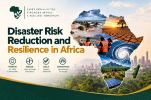 “Disaster Risk Reduction and Resilience in Africa,” with four pillars: Prepare, Reduce, Build, and Strengthen.